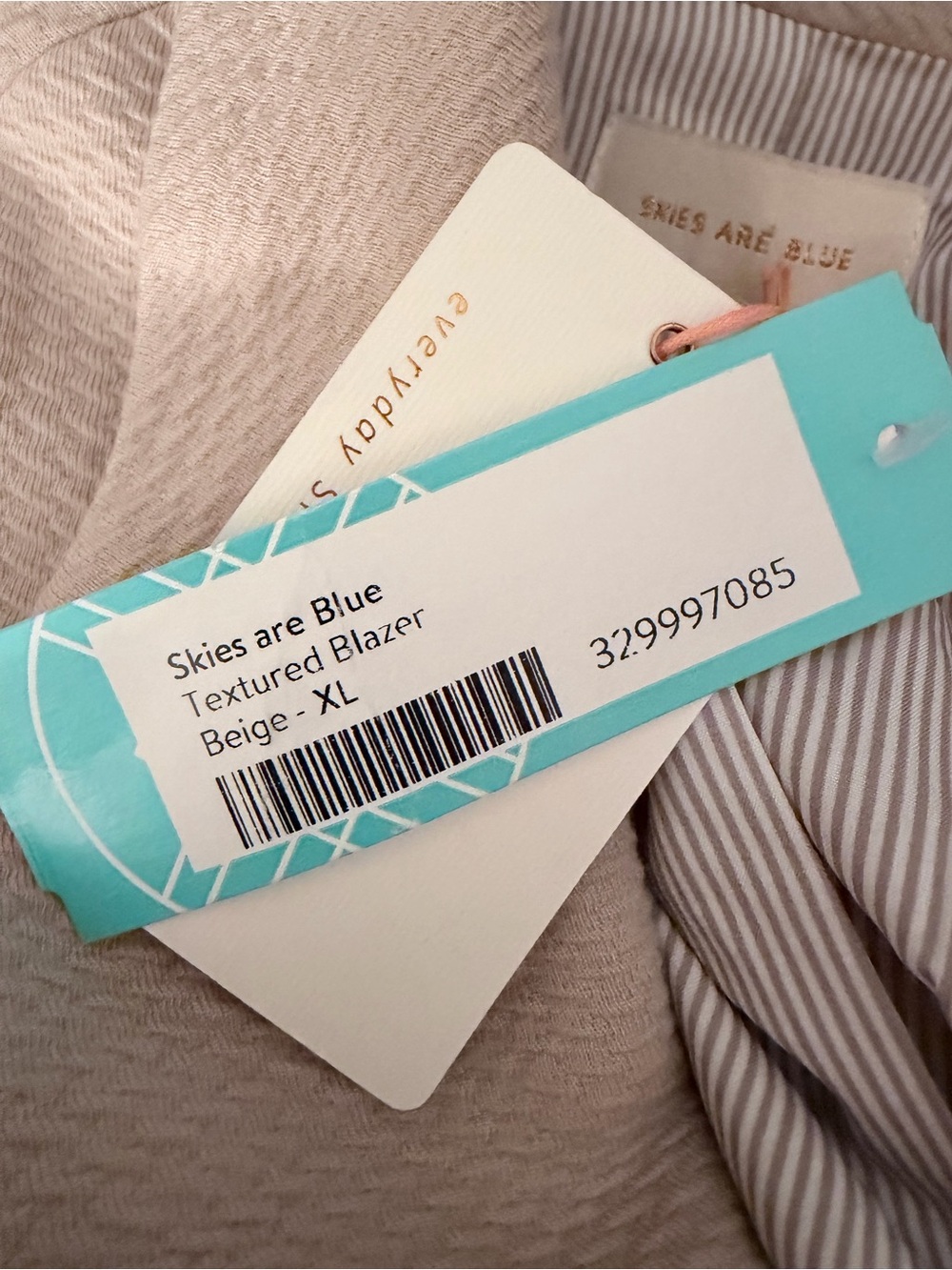 Skies Are Blue Women's Textured Blazer Jacket Beige/Blush XL NEW - Picture 8 of 10